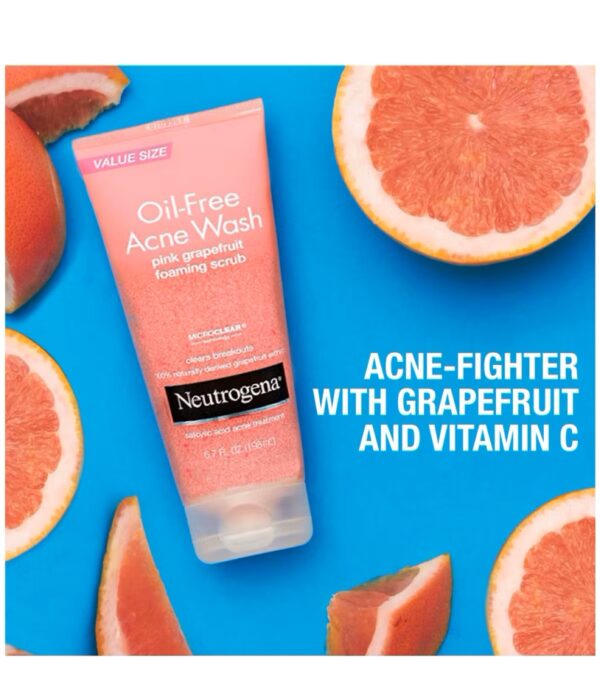 Neutrogena Oil-Free Acne Wash Pink Grapefruit Foaming Scrub 124mL - Image 3