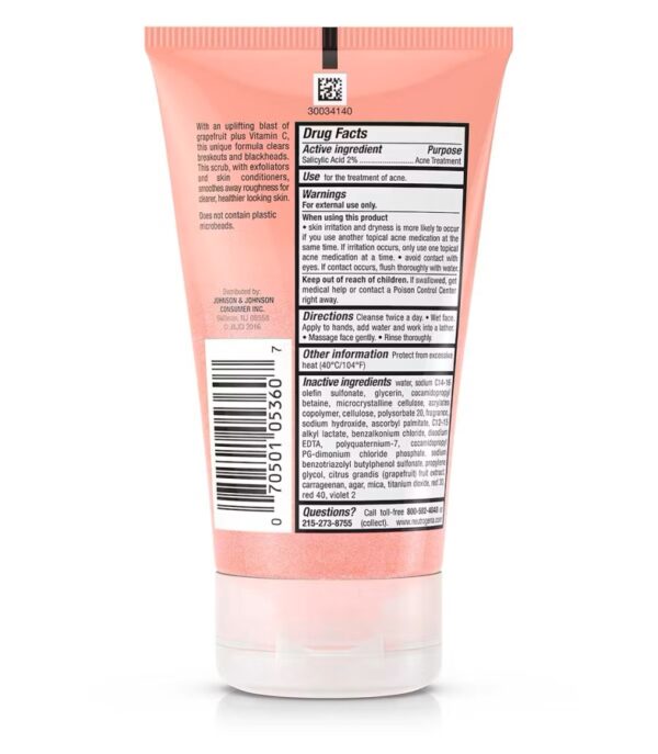 Neutrogena Oil-Free Acne Wash Pink Grapefruit Foaming Scrub 124mL - Image 4